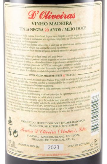 Madeira D'Oliveiras Tinta Negra Meio Doce 20 anos