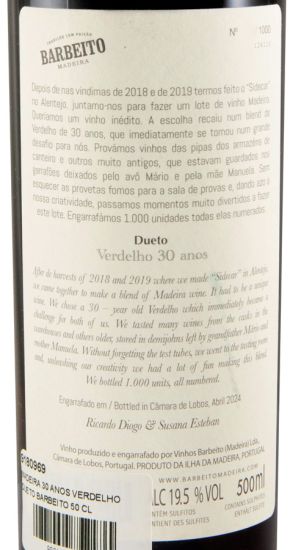 Madeira Barbeito Dueto Verdelho 30 anos 50cl