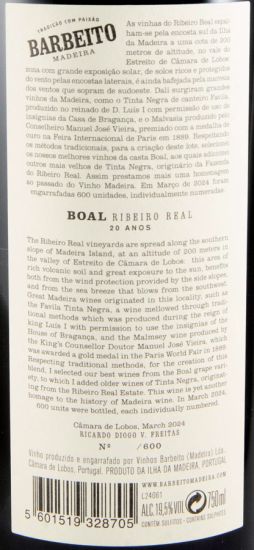 Madeira Barbeito Ribeiro Real Lote 2 Boal 20 years