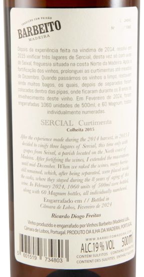 2015 Madeira Barbeito Curtimenta Sercial 50cl