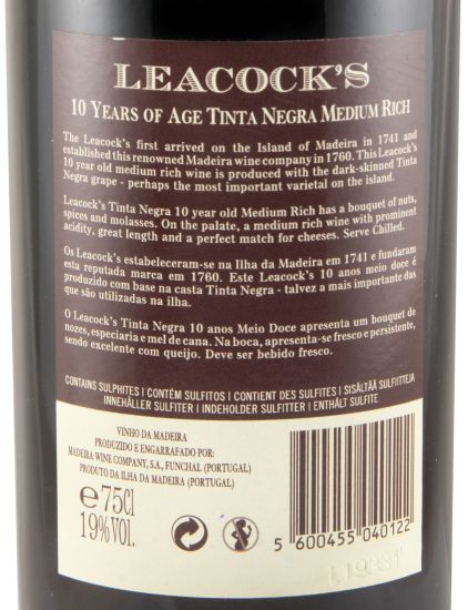 Madeira Leacock's Tinta Negra 10 anos