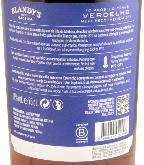 Madeira Blandy's Verdelho 10 years