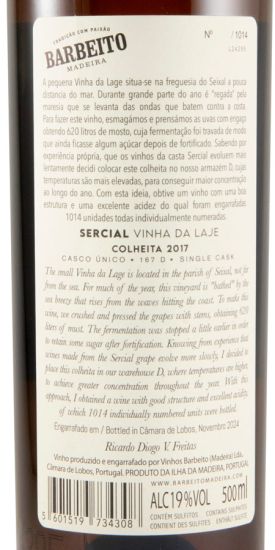 2017 Madeira Barbeito Vinha da Laje Single Cask N.º 167 D Sercial 50cl