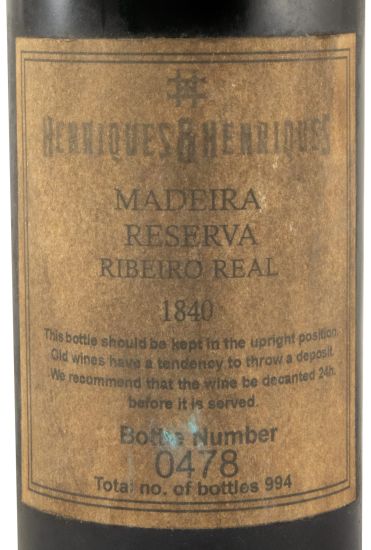 1840 Madeira Henriques & Henriques Ribeiro Real N.º 0478 Reserva