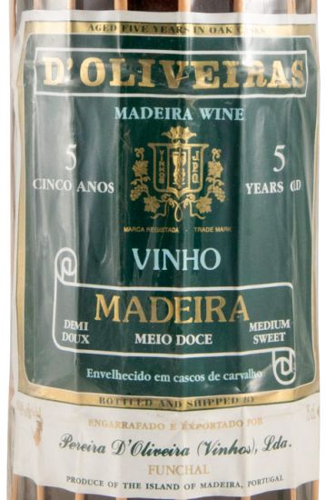 Madeira D'Oliveiras Medium Sweet 5 years (straw-wrapped bottle)