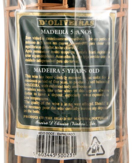 Madeira D'Oliveiras Medium Sweet 5 years (straw-wrapped bottle)