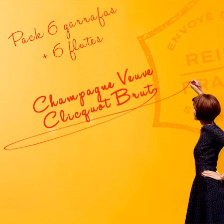 Pack Champagne Veuve Clicquot Bruto 6 Garrafas + 6 Copos