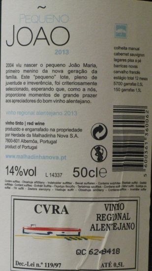 2013 Pequeno João red 50cl