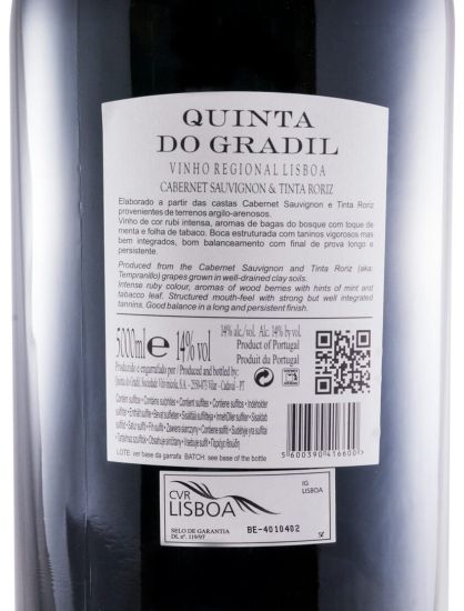 2016 Quinta do Gradil Cabernet Sauvignon & Tinta Roriz red 5L