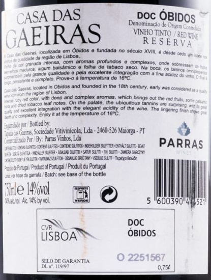 2015 Casa das Gaeiras Vinhas Velhas Reserva red