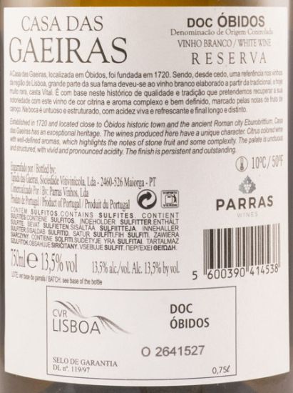 2017 Casa das Gaeiras Vital Vinhas Velhas Reserva branco