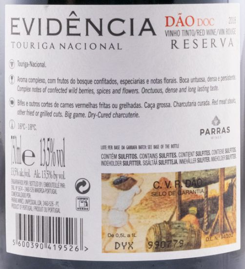 2018 Evidência Touriga Nacional Reserva tinto