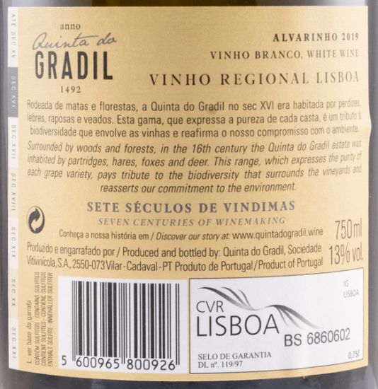 2019 Quinta do Gradil Alvarinho branco