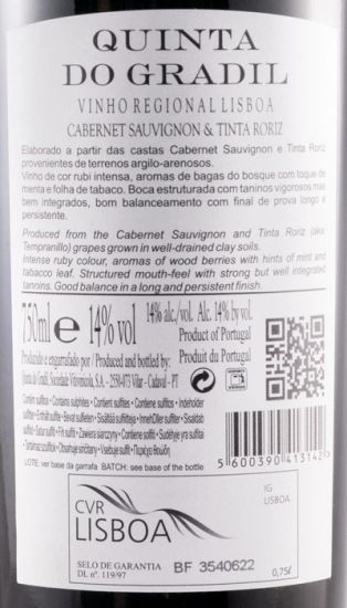 2016 Quinta do Gradil Cabernet Sauvignon & Tinta Roriz red