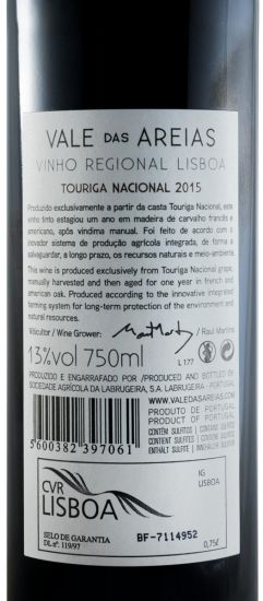 2015 Vale das Areias Touriga Nacional tinto (rótulo danificado)
