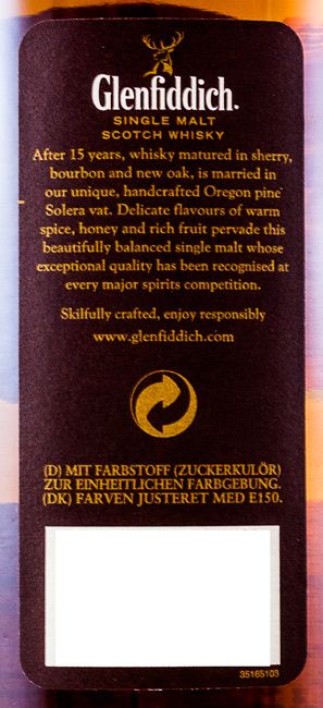 Glenfiddich Single Malt 15 anos