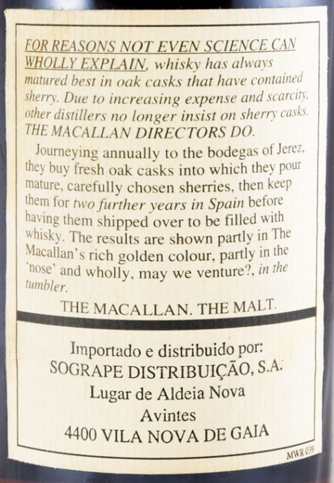 1977 Macallan 18 years Sherry Cask (bottled in 1995)