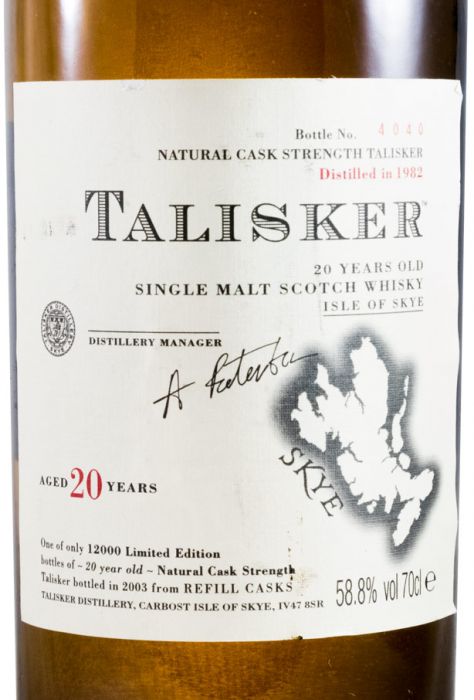 1982 Talisker 20 anos (garrafa n.º4040)