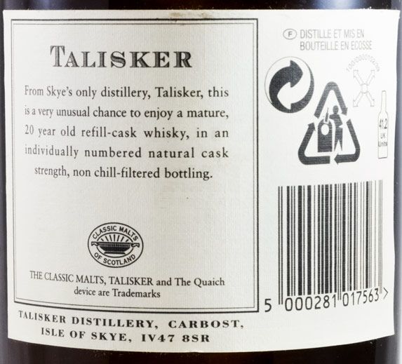 1982 Talisker 20 anos (garrafa n.º4040)