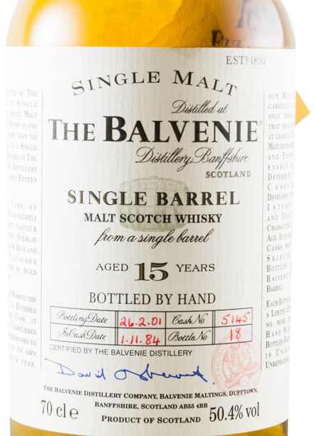 1984 Balvenie Single Barrel Cask N.º 5145 15 anos (engarrafado em 2001)