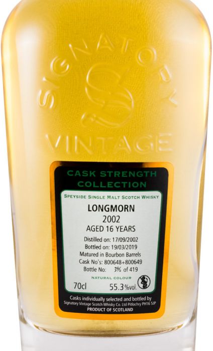 2002 Signatory Vintage Longmorn Cask Strength 16 anos
