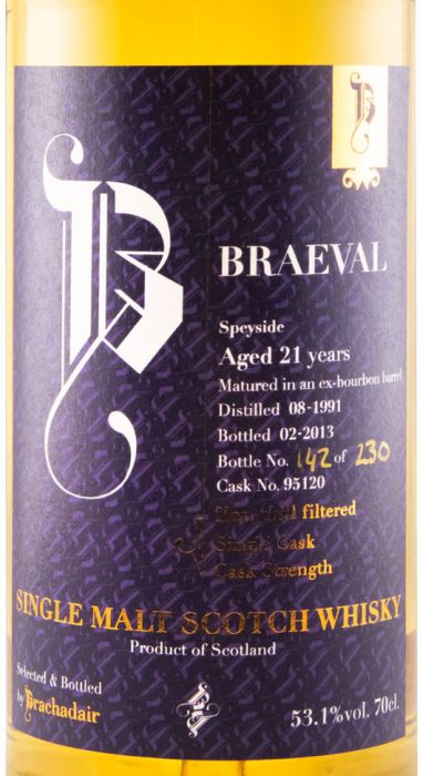 1991 Brachadair Braeval Cask Strength 21 anos