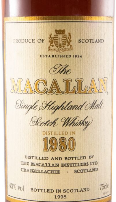 1980 Macallan 18 anos (engarrafado em 1998) 75cl