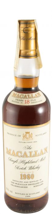 1980 Macallan 18 anos (engarrafado em 1998 e sem caixa)