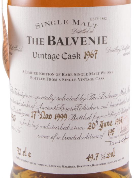 1967 Balvenie Cask 9913 Vintage Cask (bottle n.º 51)