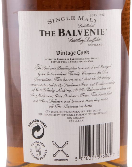 1967 Balvenie Cask 9913 Vintage Cask (garrafa n.º 51)