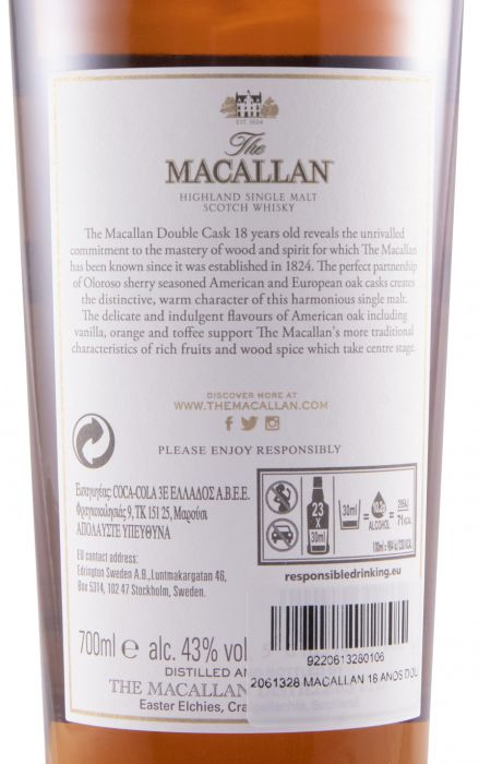 Macallan Double Cask 18 anos (engarrafado em 2021)