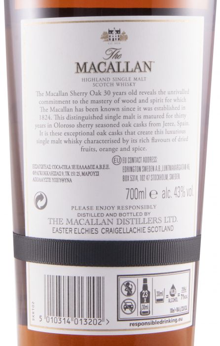 Macallan Sherry Oak 2022 Release 30 years