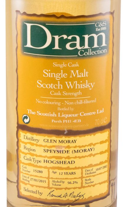 2002 Dram Collection The Scottish Liqueur Centre Glen Moray 12 years (bottled in 2015)