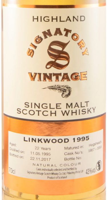 1995 Signatory Vintage Linkwood 22 anos (engarrafado em 2017)