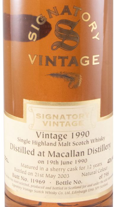 1990 Signatory Vintage Macallan 12 anos (engarrafado em 2003)