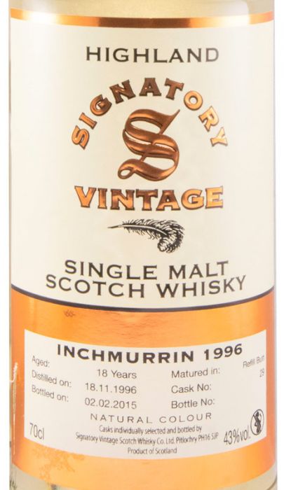 1996 Signatory Vintage Inchmurrin 18 anos (engarrafado em 2015)