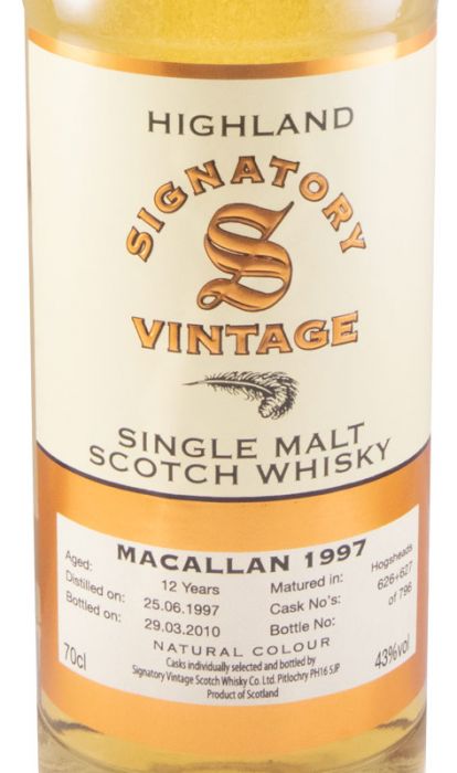 1997 Signatory Vintage Macallan 12 years (bottled in 2010)