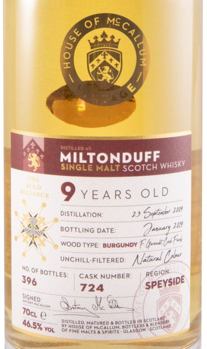 2009 House of McCallum Miltonduff Un-Chillfiltered 9 years