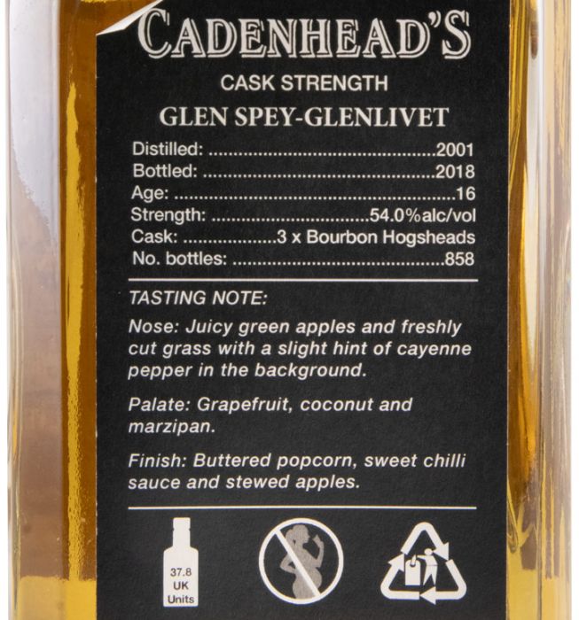 Cadenhead's Glen Spey-Glenlivet Small Batch 16 years