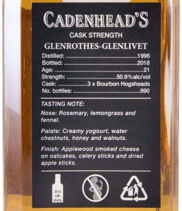 Cadenhead's Glenrothes-Glenlivet Small Batch 21 anos