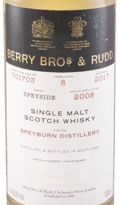 2008 Berry Bros & Rudd Speyburn Cask 701703 8 anos (engarrafado em 2017)