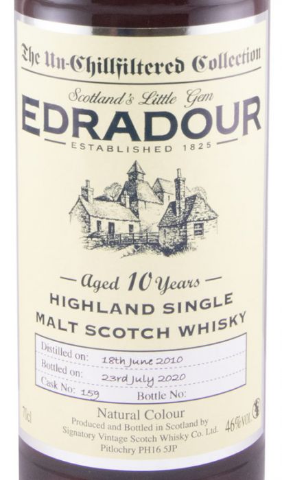 2010 Signatory Vintage Edradour The Un-Chillfiltered Collection Cask 159 10 anos