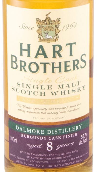 2012 Hart Brothers Dalmore Burgundy Cask Finish 8 anos
