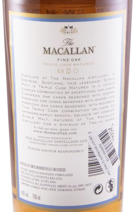 Macallan Fine Oak Triple Cask 12 anos (rótulo azul e branco)