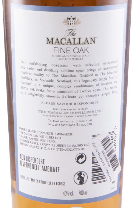 Macallan Fine Oak 12 anos (garrafa antiga e rótulo branco)