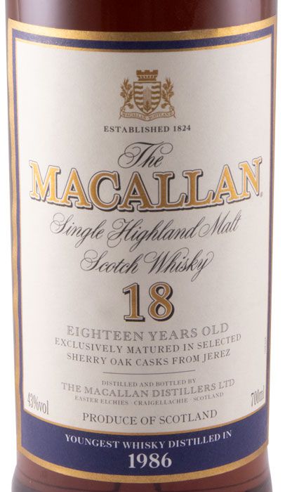 1986 Macallan Sherry Oak 18 anos
