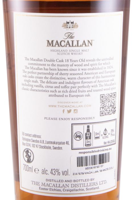 Macallan Double Cask 2023 Release 18 anos
