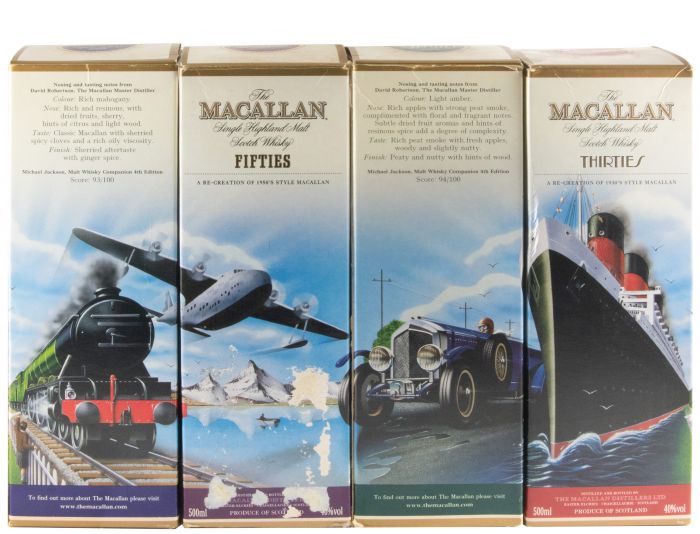 Conjunto Macallan Travel Decades Series Collection 4x50cl (caixa danificada)