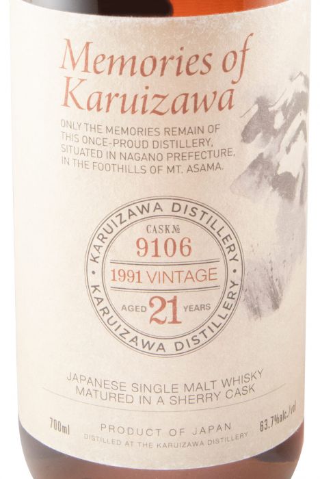 1991 Memories of Karuizawa Vintage Cask N.º 9106 21 years
