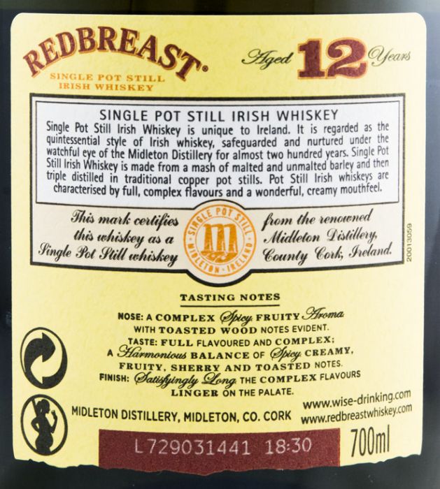 Redbreast Single Pot Still 12 anos